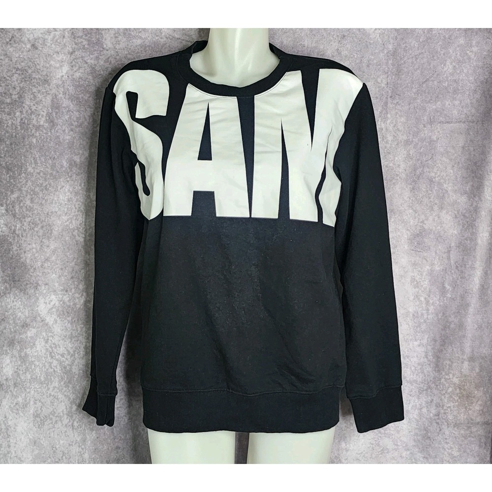 Sam Edelman Open Peek A Boo Back Spell Out Block Black White Sweatshirt Small‎